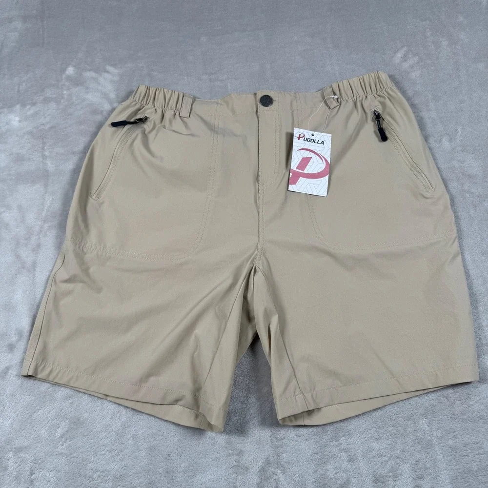 Pudolla Hiking Shorts Men XL Khaki Tan Lightweight Stretch Quick Dry Outdoor New